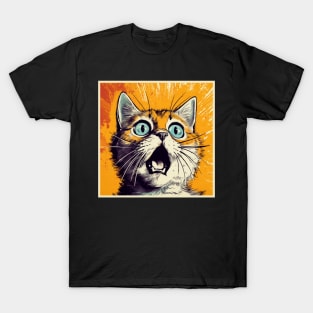 Shocked Cat Cartoon Vintage Cartoon Cat Crazy T-Shirt